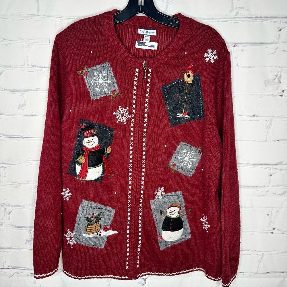 Croft & Barrow‎ 1X holiday Christmas Winter maroon sweater